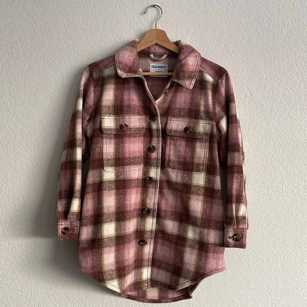Old Navy Oversized Pink Plaid Jacket XSP